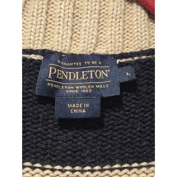 PENDLETON Harding Open Front LONG Cardigan Sweater Aztec Cotton Wool Women's L - Picture 3 of 12